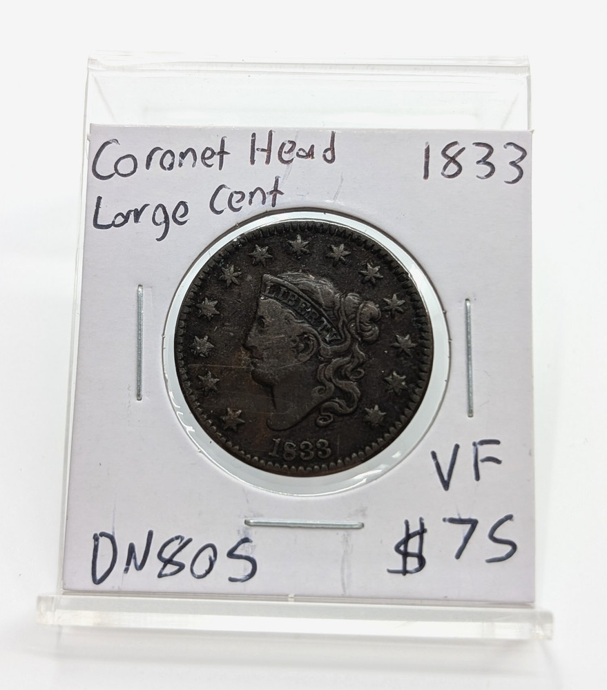 1833- US Coronet Head Large Cent- VF