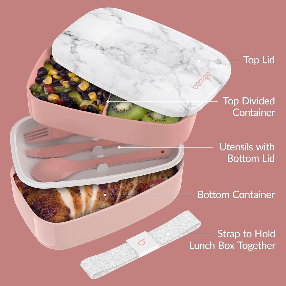 Portable Stackable Bento Lunch Box with Utensils - Ideal for Work & School
