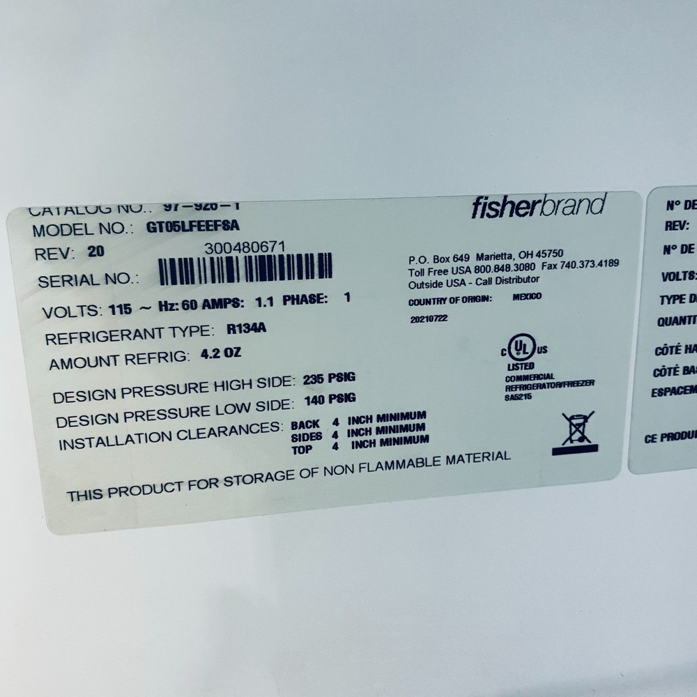 Fisher Scientific Undercounter Freezer -20 C