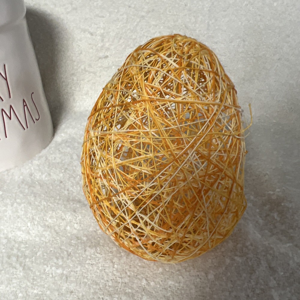 Vtg Orange Easter Diorama Egg Large Handmade String