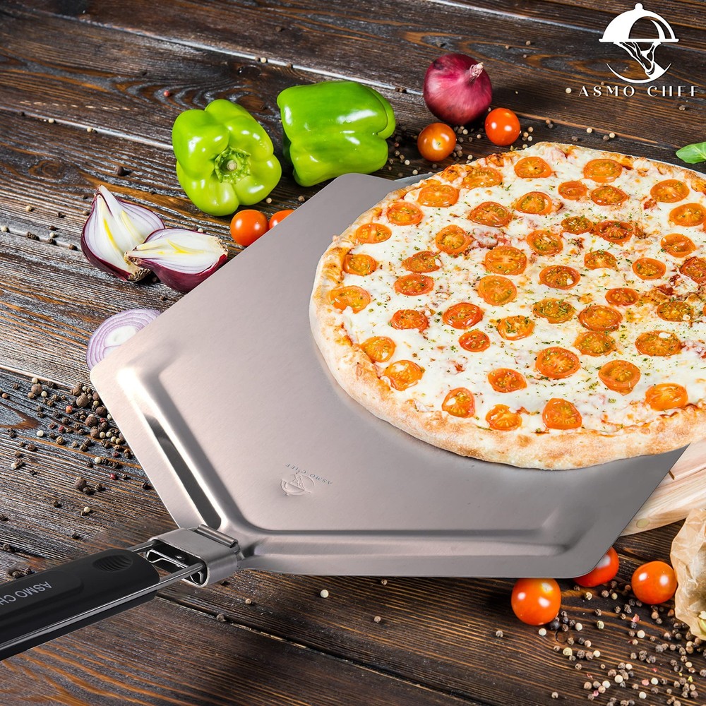 Pizza Peel 13”X16” Extra Large Paddle with Foldable Stylish Long Handle Easy