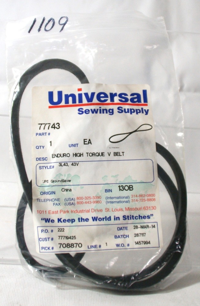 Sewing Machine Enduro High Torque V Belt #1109