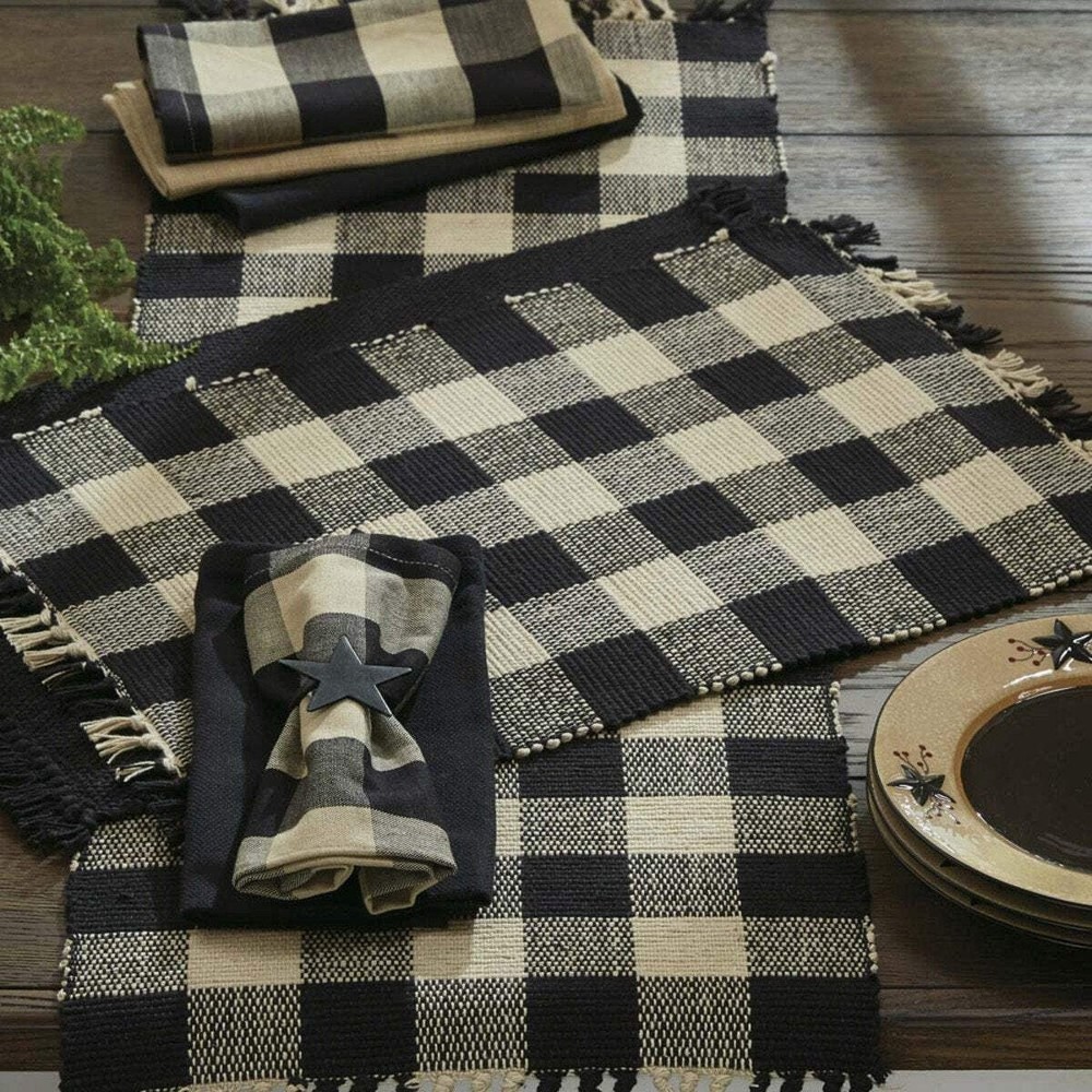 Buffalo Black and Tan Yarn Check Placemats