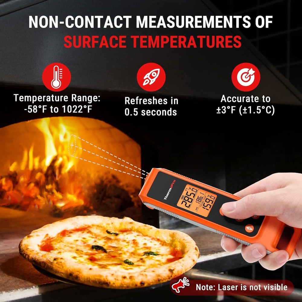 User-Friendly Instant Read Infrared Thermometer with Meat Probe - Compact Design