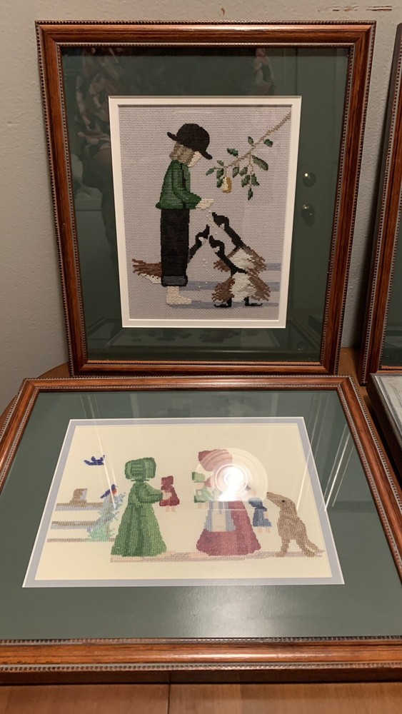 Framed Cross Stitch 4 Pieces