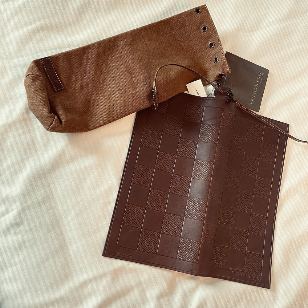 Kenneth Cole Portable Leather Chess Board/ mat, new with tags