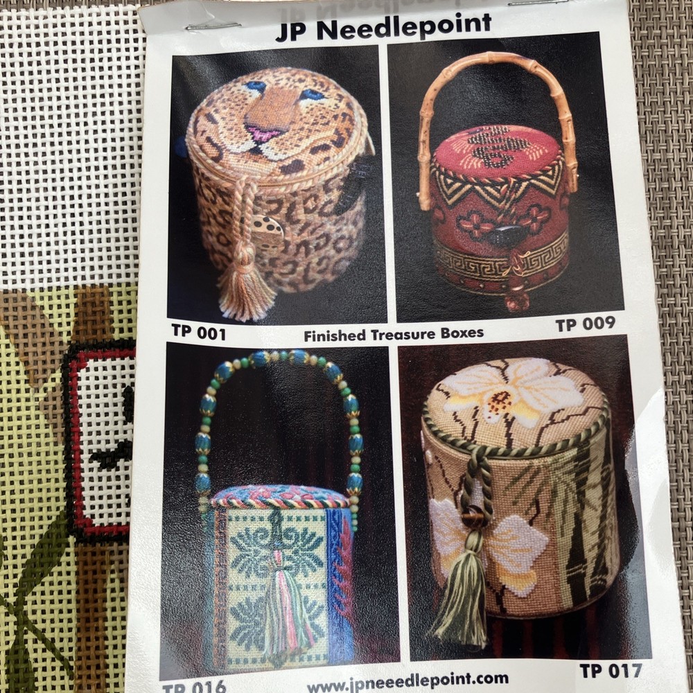 Handpainted Needlepoint Canvas | Panda Treasure Box Wrap | **Read Description*