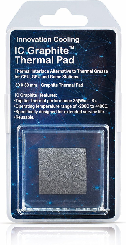 Graphite Thermal Pad 30x30mm | Reusable Replacement for Thermal Paste CPU GPU 35