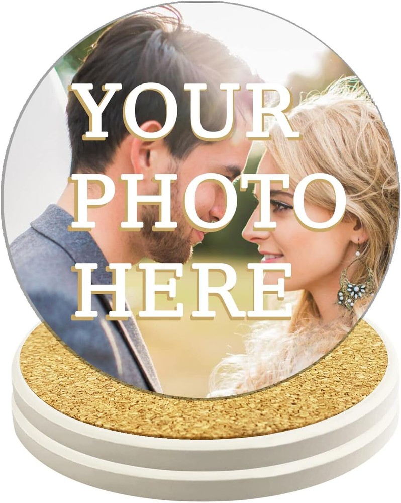 Custom Coasters for Drinks Personalized Ceramic Customize with Wedding Photos