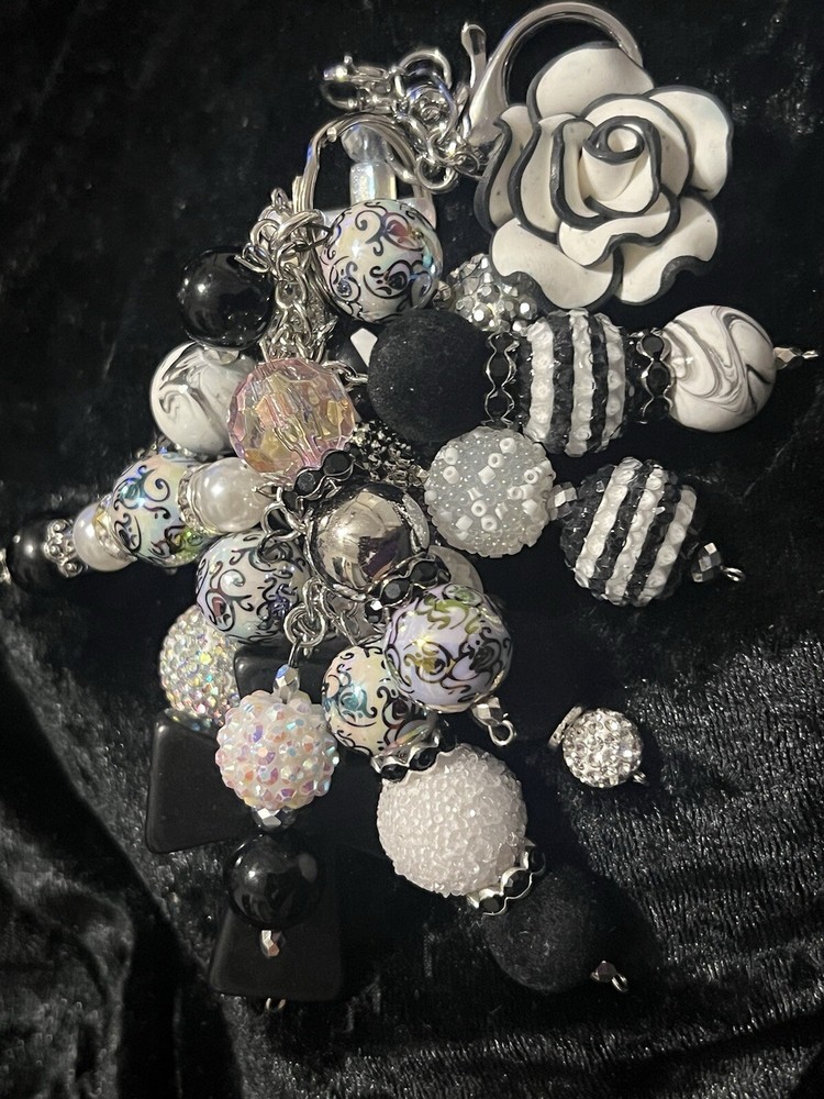 Black and White Cross Charm