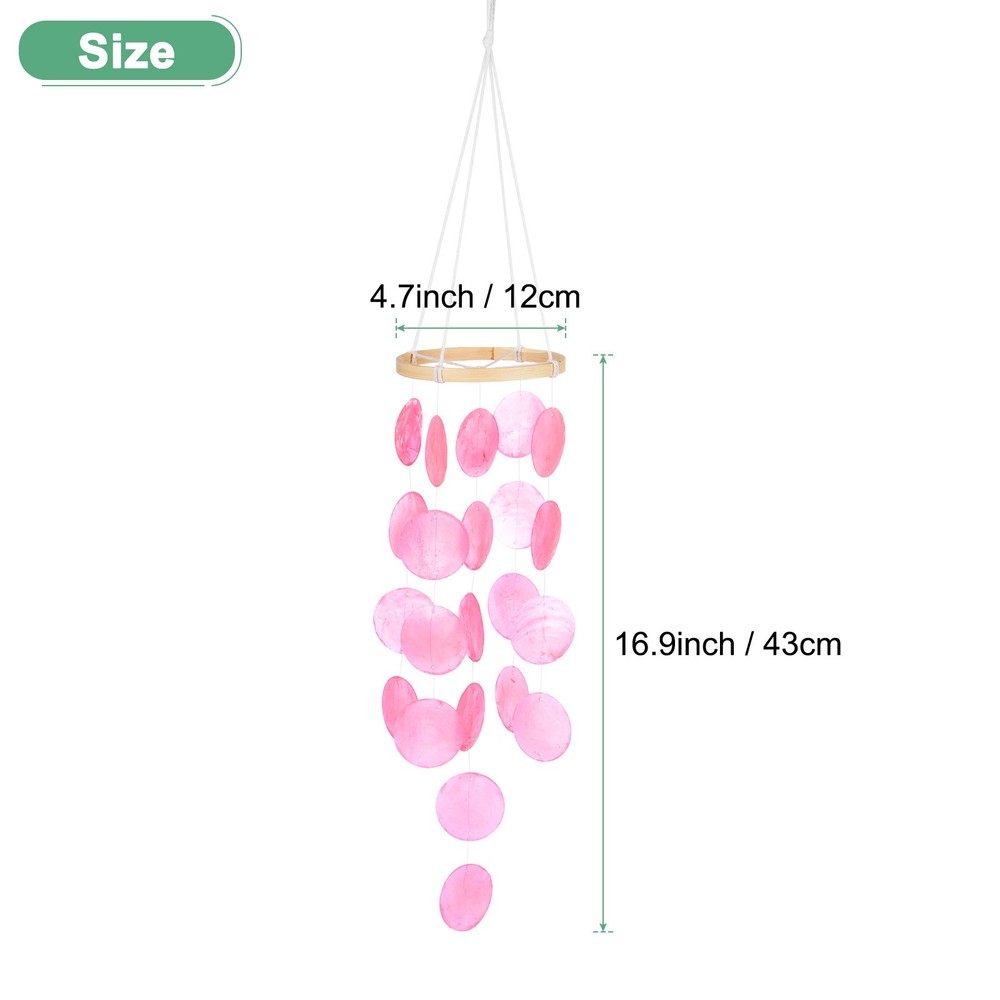 Shell Wind Chime for Outside, Hanging Sea Glass Shell Wind Chime [Pink]