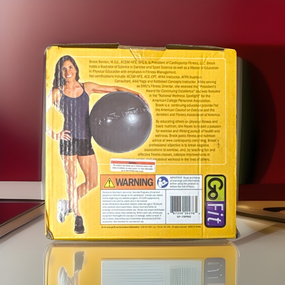 GoFit GuideBall GF-75PRO 75cm Exercise Ball Black w/Pump DVD & Printed Exercises