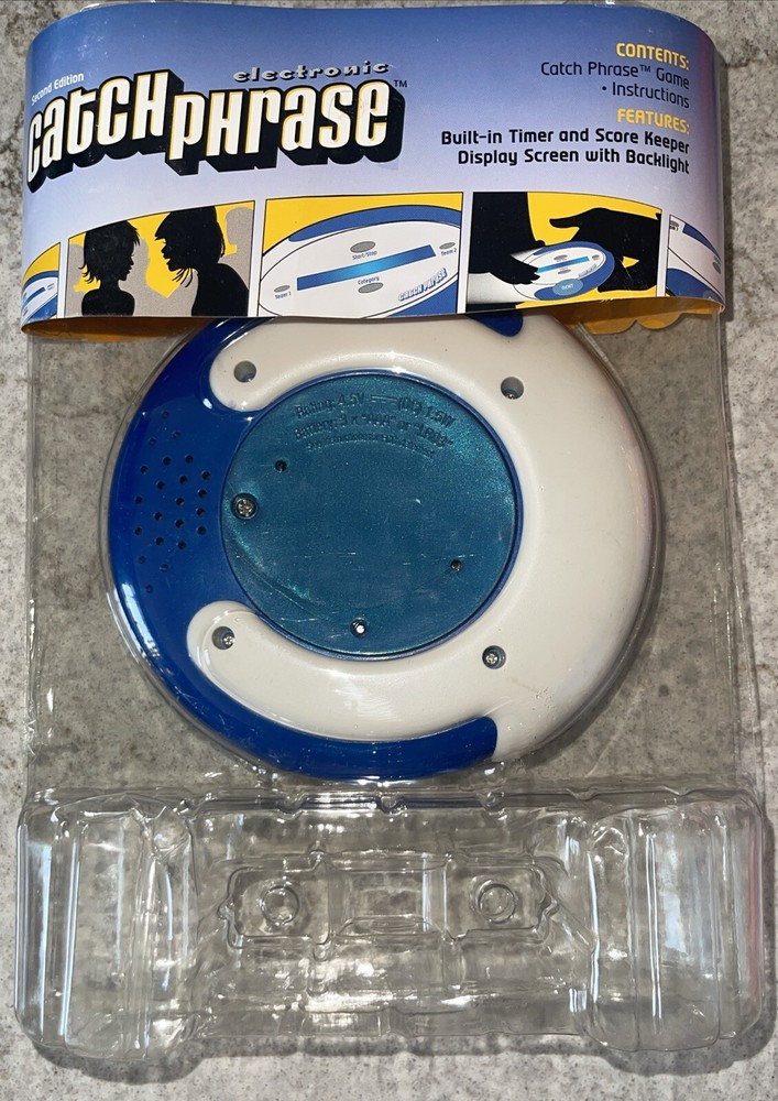 Catchphrase Hasbro Blue White Handheld Electronic Team 2004 Game Trivia Tested