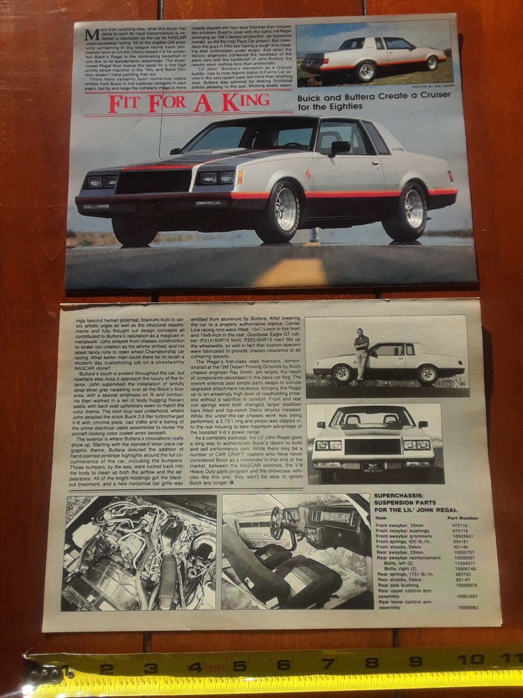 1982 LIL JOHN BUTTERA BUICK REGAL V6 3.8 TURBO ORIGINAL ARTICLE