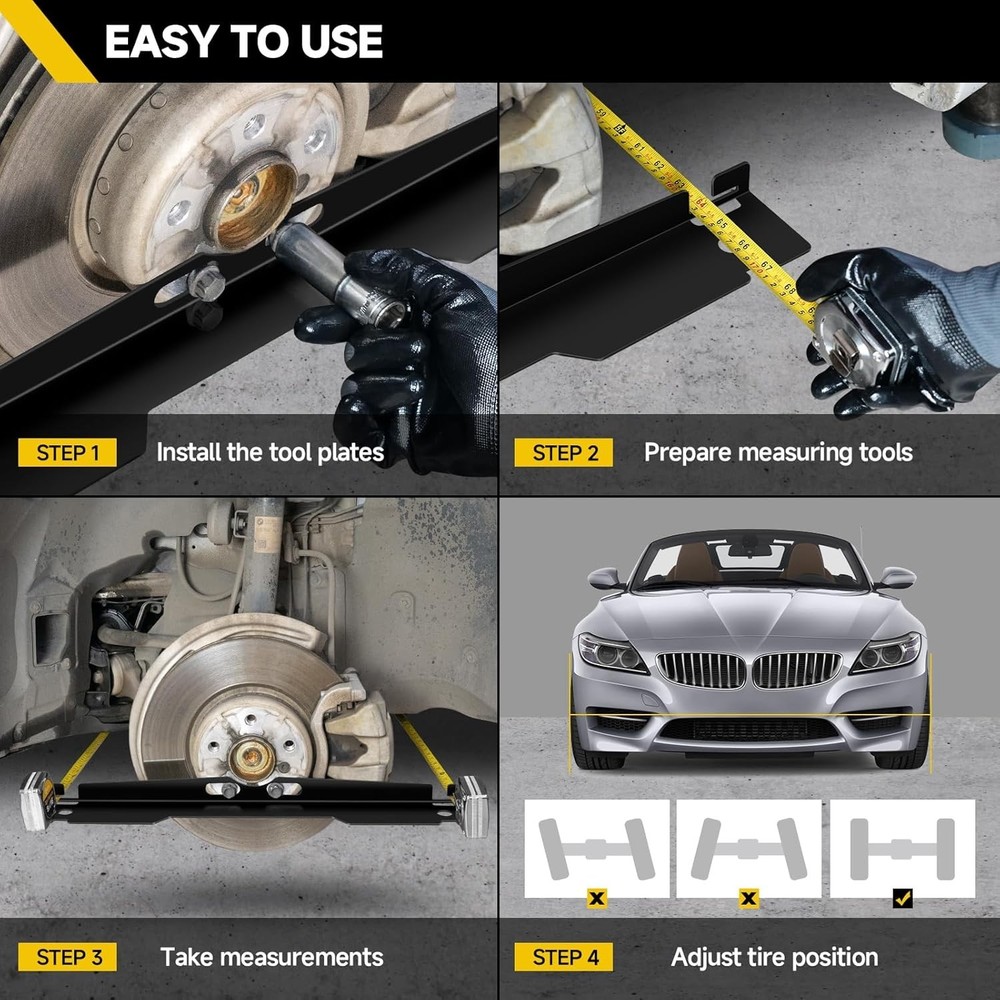 2 Pack Heavy Duty Wheel Alignment Tool Kit Black Toe Alignment Tool Plates ←