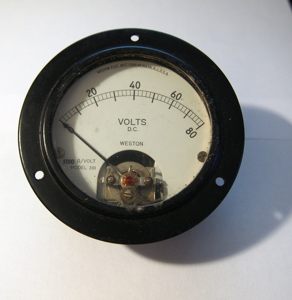 WESTON ELEC. Model 301 (0-80 Volt DC) Panel Meter 1000 Ohms/VOLT