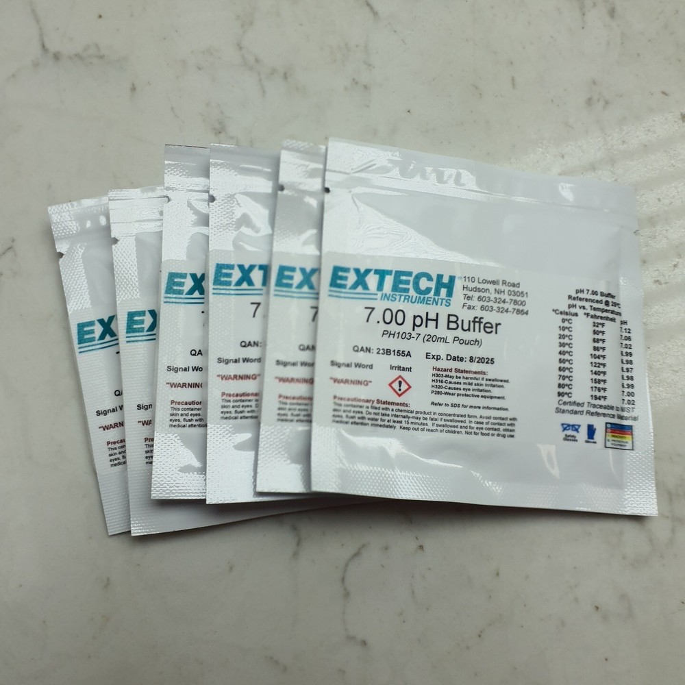 Extech PH103 Tripak Buffer Pouches 4 7 & 10pH + Rinse Solution Calibration Kit