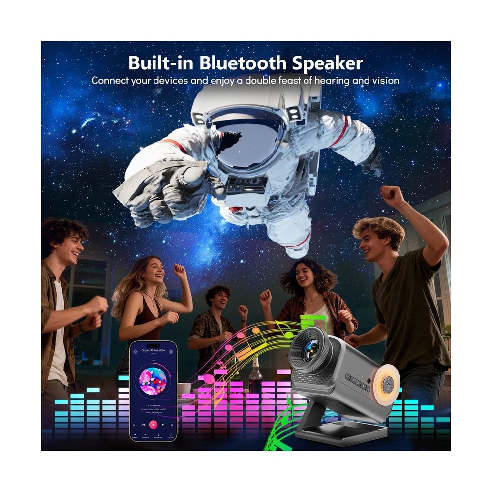 Rossetta 3D Projector, 60 Themes HD 3D Galaxy Projector with Bluetooth Speake...