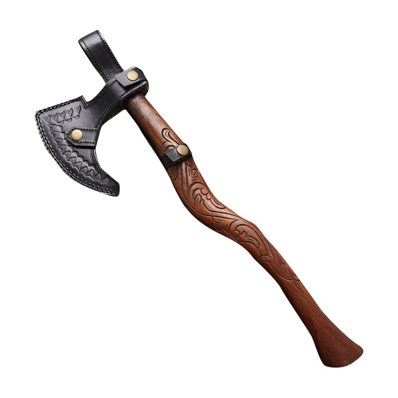 Custom Handmade Axe with cow Leather Sheath
