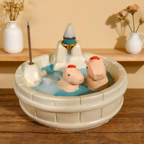 White Capybara Backflow Incense Holder - Capybara Backflow Incense-white