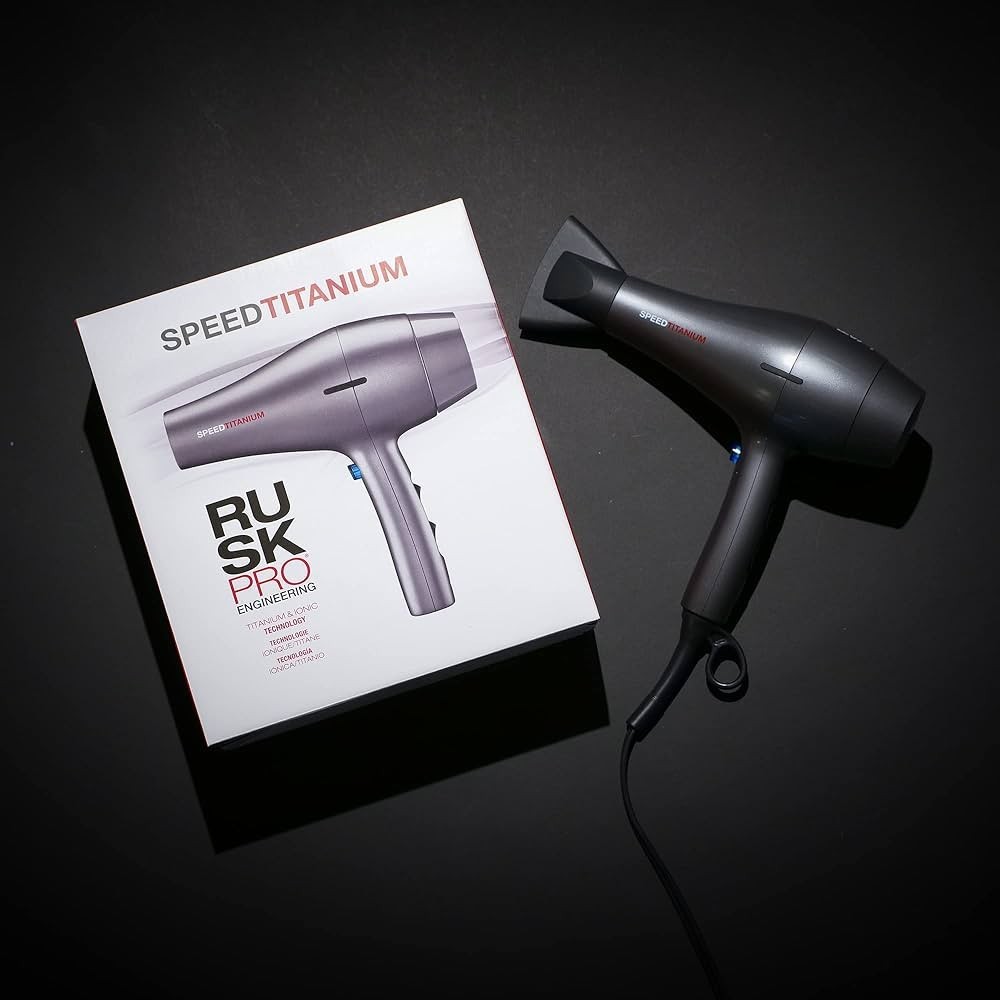 RUSK PRO Speed Titanium Hair Dryer, Ionic Generator Eliminates Frizz, Diffuser