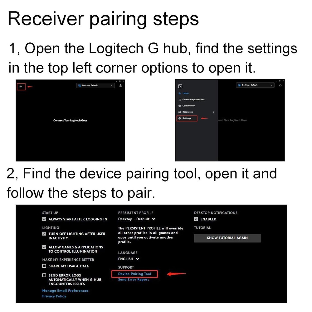 G603 USB Mouse Receiver, 2.4G USB Dongle Mouse Receiver Adapter Replacement