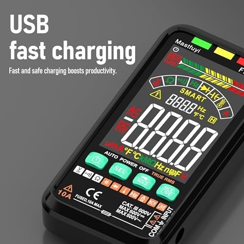 Digital Multimeter TRMS 6000 Counts Auto Ranging Voltmeter Rechargeable USB