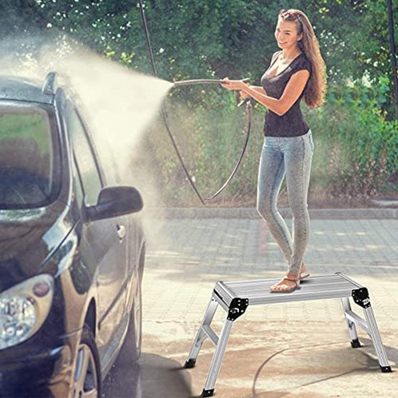 Foldable Aluminum Work Platform Non-Slip Multi-Use Step Ladder Garage Sturdy New