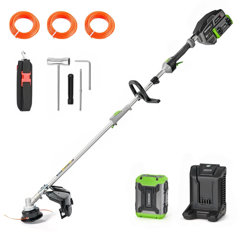 60V Cordless String Trimmer 17" Trimmer Weed Wacker, 2-Speed Brushless Weed E...