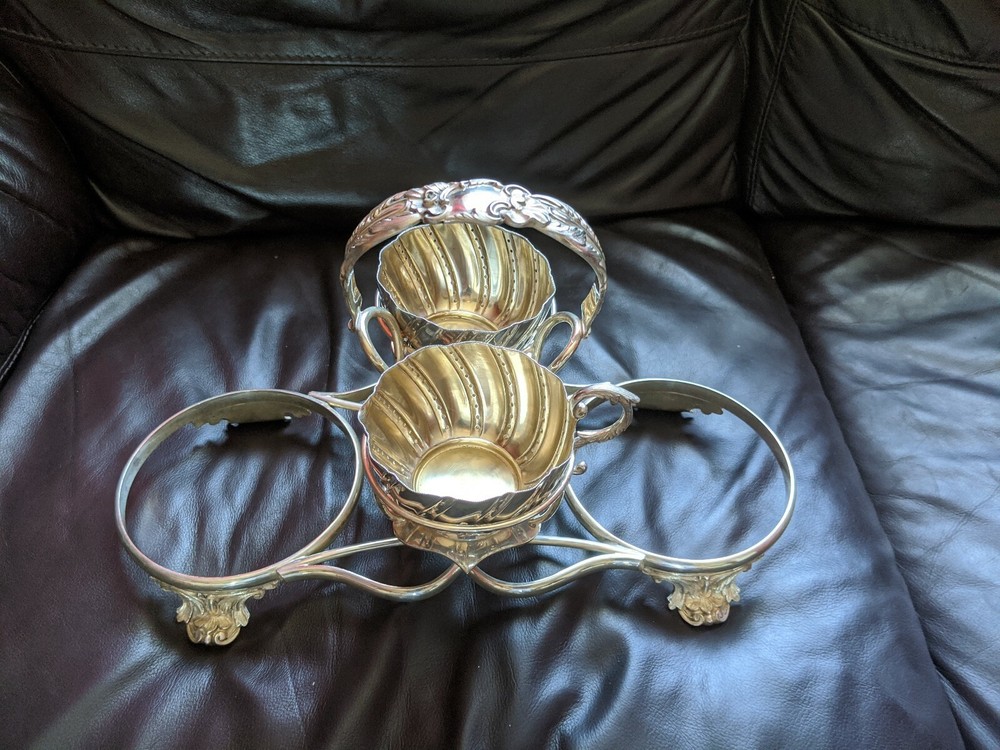 Interesting Antique whalker hall Decanter Stand ? Silver Plated Double Coaster
