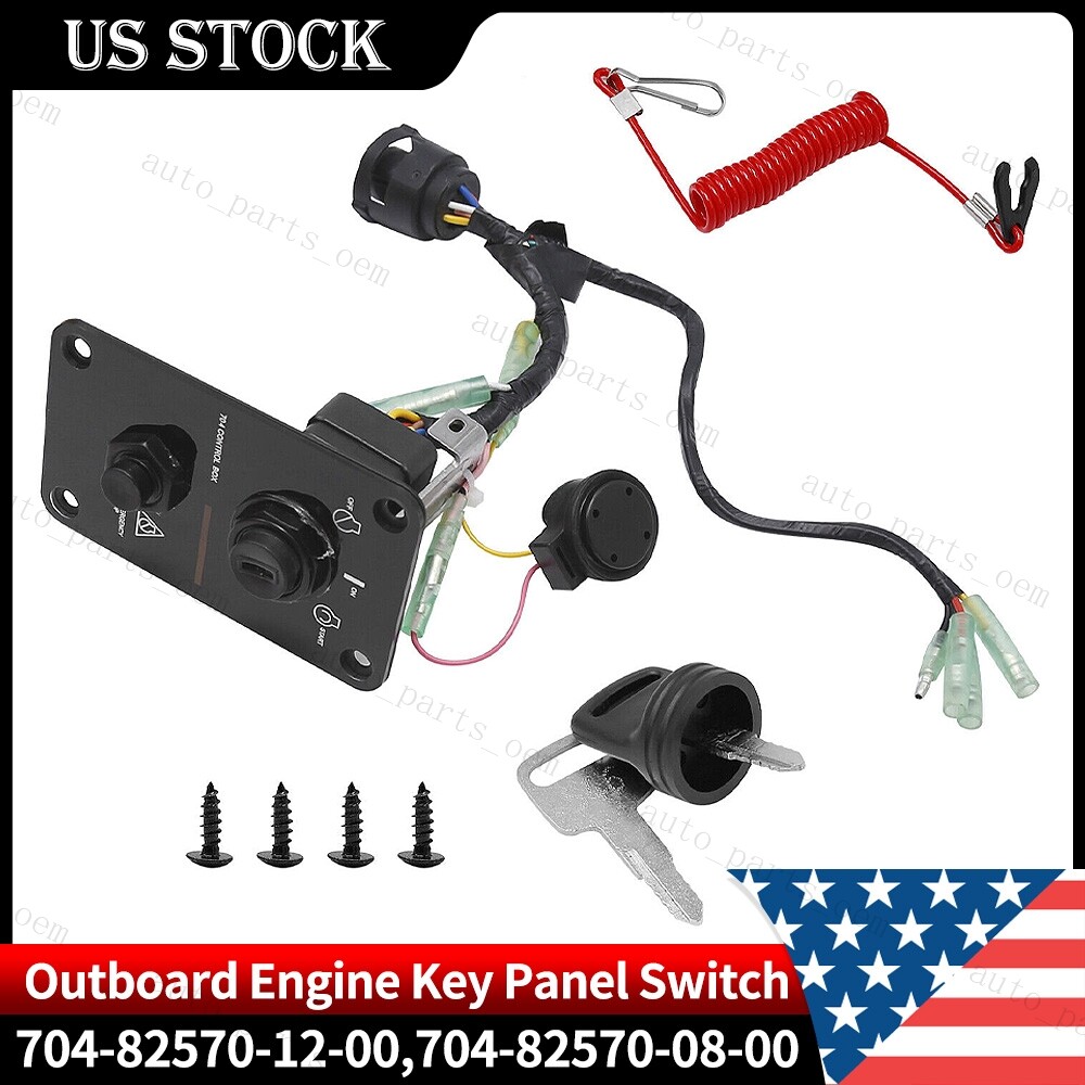 Outboard Single Engine Key Switch Assembly Panel Fits For Yamaha 704-82570-12-00