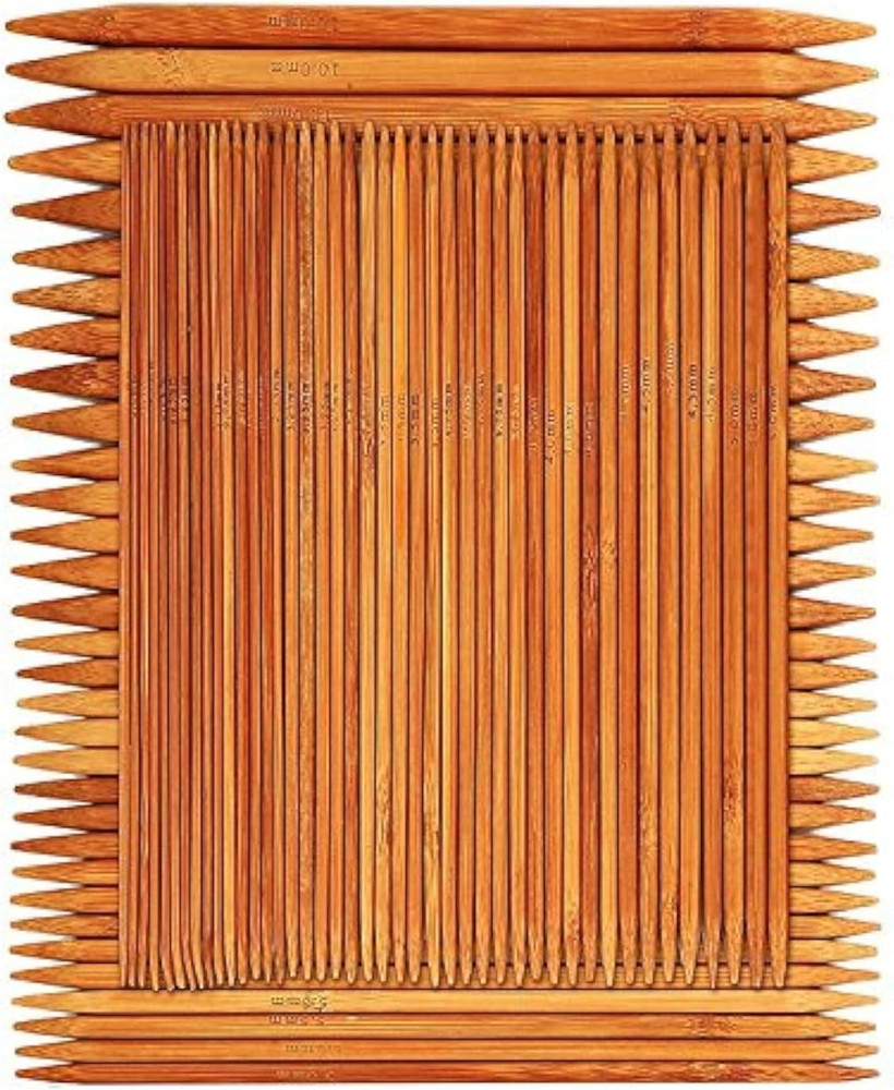75 Pcs Double Pointed Knitting Needles Set, Carbonized Bamboo Knitting Needl...