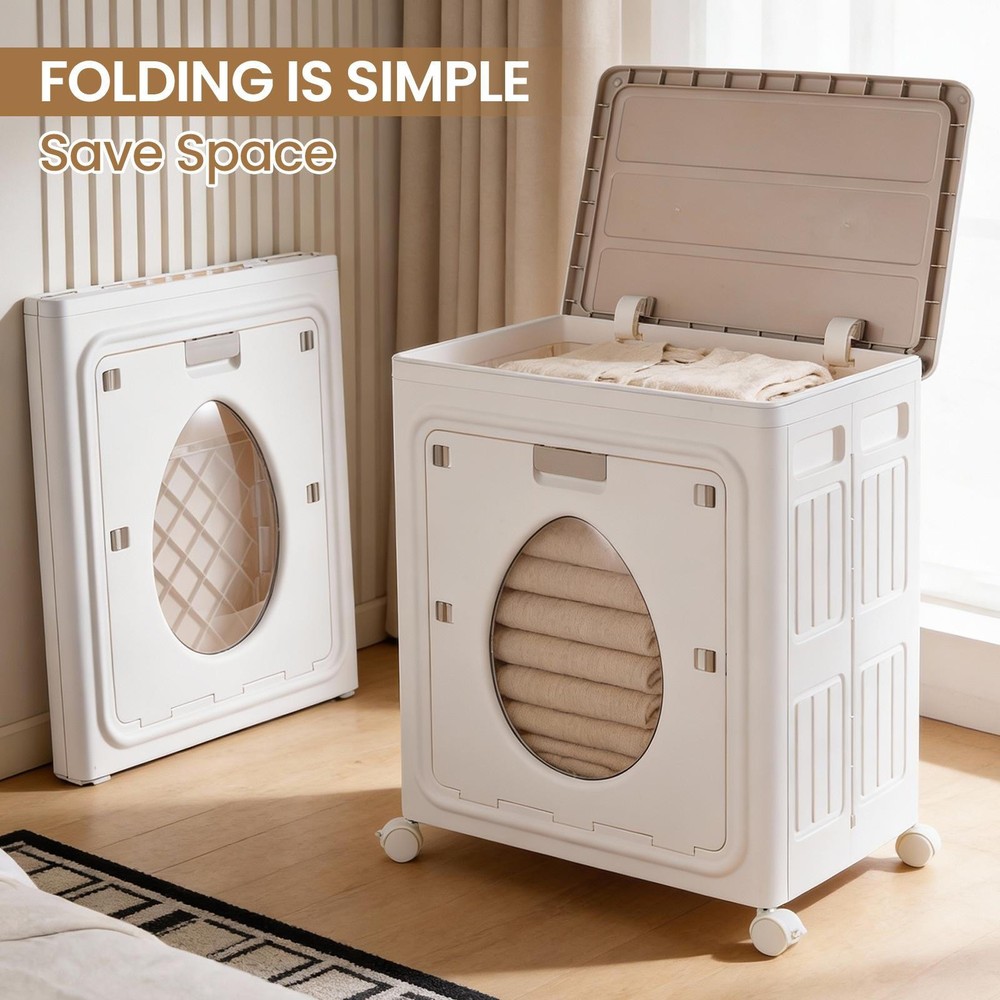 Laundry Basket with Wheels, Laundry Hamper Clothes Hamper, Rolling Laundry Baske
