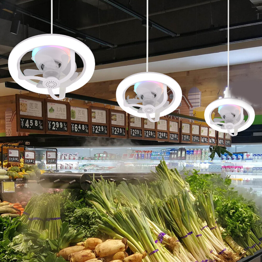 Smart Remote Control E27 LED 360° Swivel Head Modern Ceiling Fan Lights