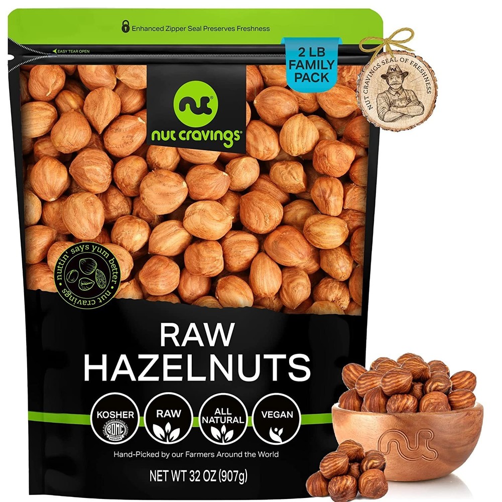 Raw Hazelnuts Filberts with Skin, No Shell (32 Ounce, 2LB)