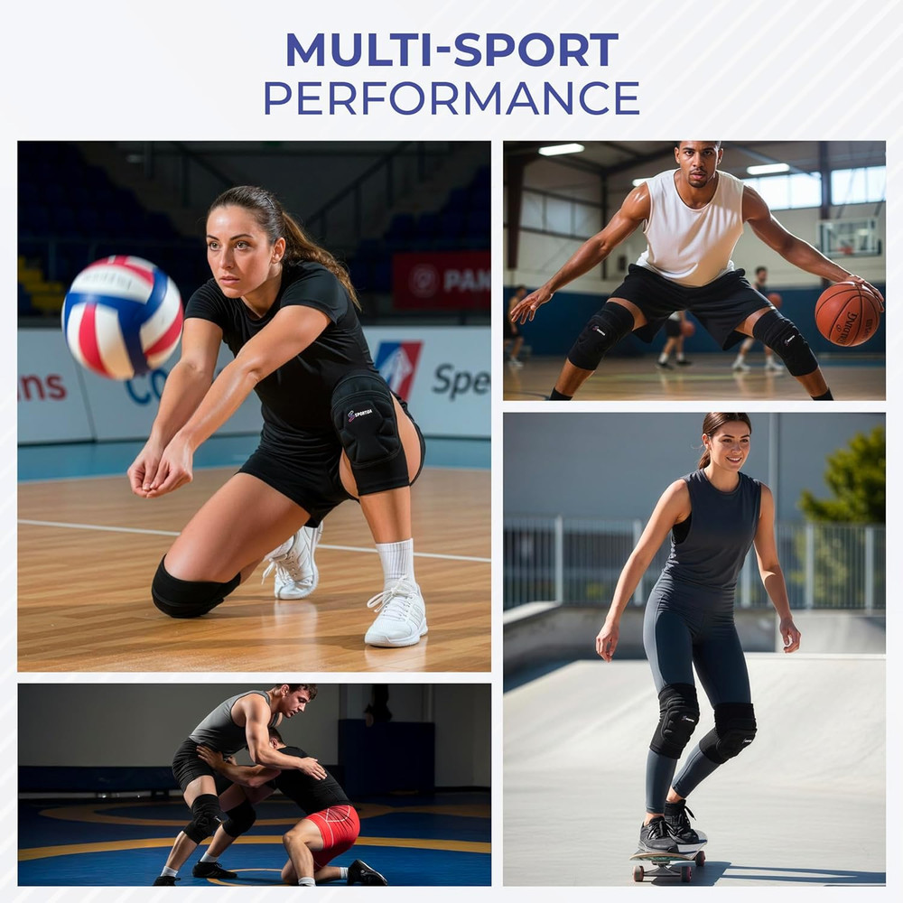 Sports Knee Pads – Ergonomic Segmented Padding for Training and Game Use, Multi-
