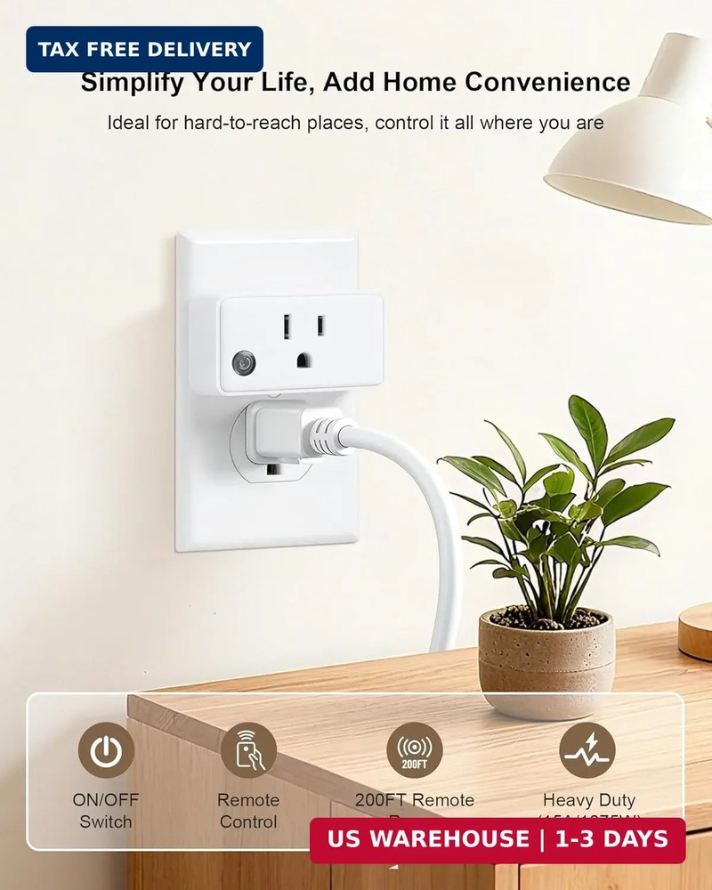 Remote Control Outlet, 200FT Long Range Wireless Light Switch, Mini Electrical O