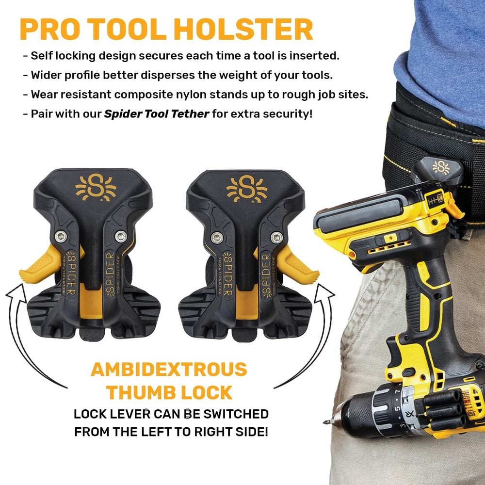Spider Pro Tool Holster - Upgraded, Self Locking, Quick Draw Universal Tool...