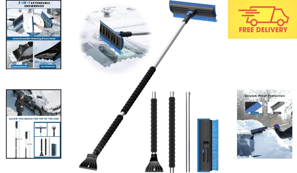 Multi-Functional 2025 Ice Scraper and Snow Brush Combo for Optimal Winter Care