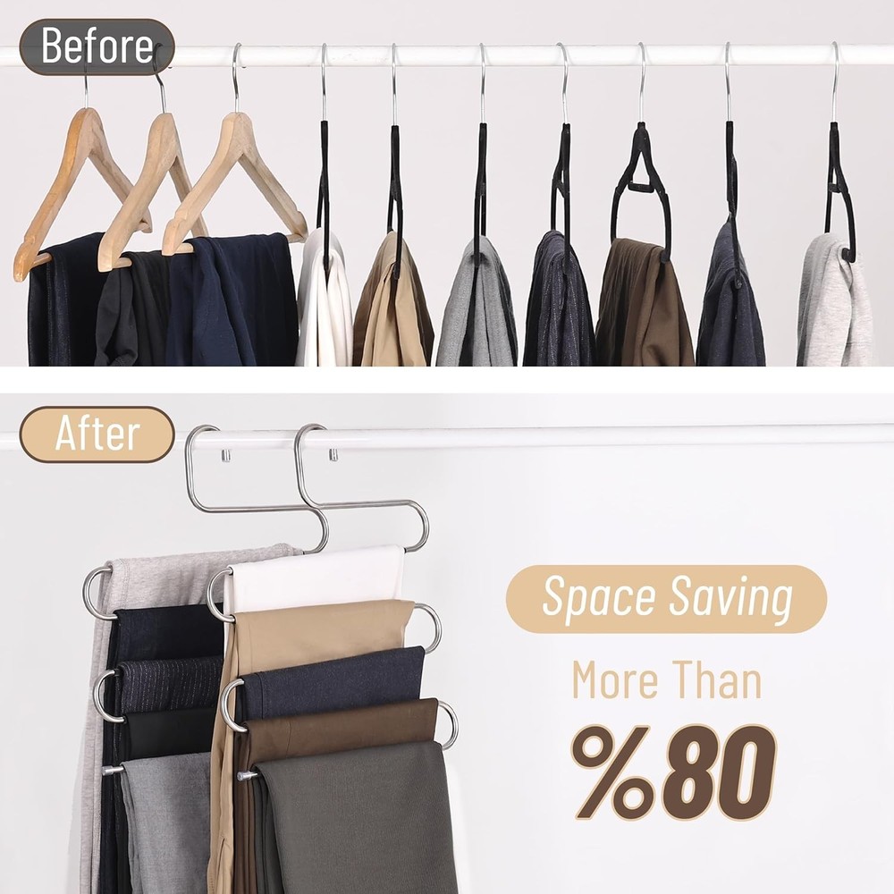Mr. Pen- Pants Hangers - Space Saving, 5 Pack, Jeans Silver