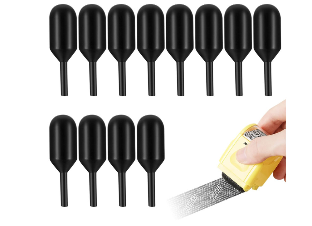 12-Pack Replacement Ink Refills for Identity Theft Roller Stamp – Black Ink