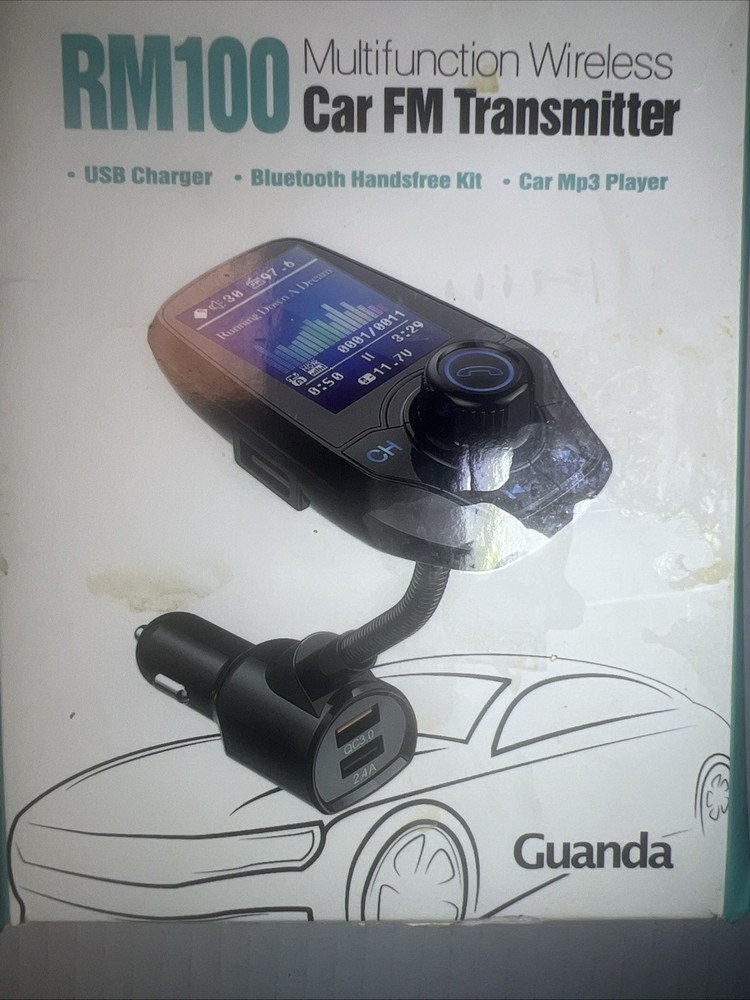 New Bluetooth RM100 Multifunction Wireless Car FM Transmitter Kit- Black