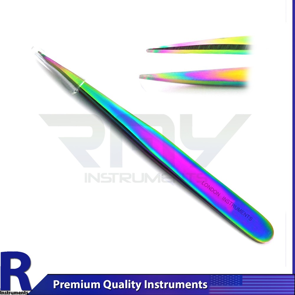 4pcs Slanted Tip Tweezer Multi Coded Best Precision Eyebrow EyeLash Tweezers CE