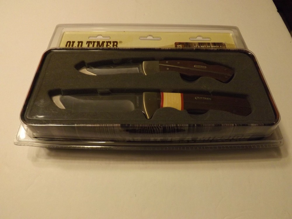 Rare "Old Timer" Brass and Stainless Knives Limited Edition Gift Set Box-NIB