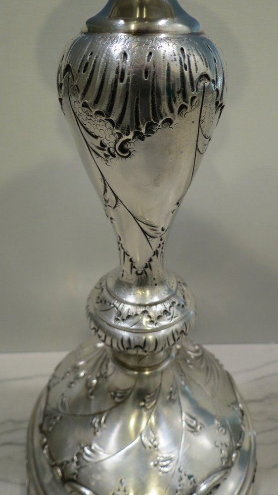 Large Heavy 19th-C Austro-Hungarian .800 Silver Candlestick 710 grams