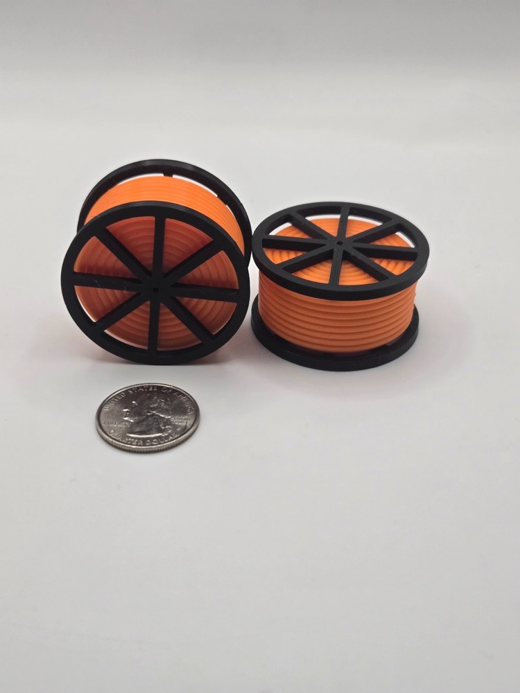 1/50 Scale Black Cable Reel With Orange Conduit Spool *2 Pack*