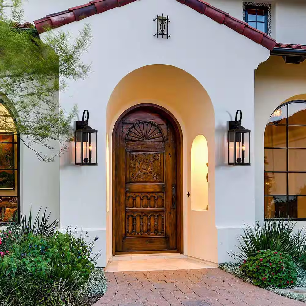 25.7 In. 2-Light Bronze Non Solar Large Outdoor Wall Lantern Sconce Light