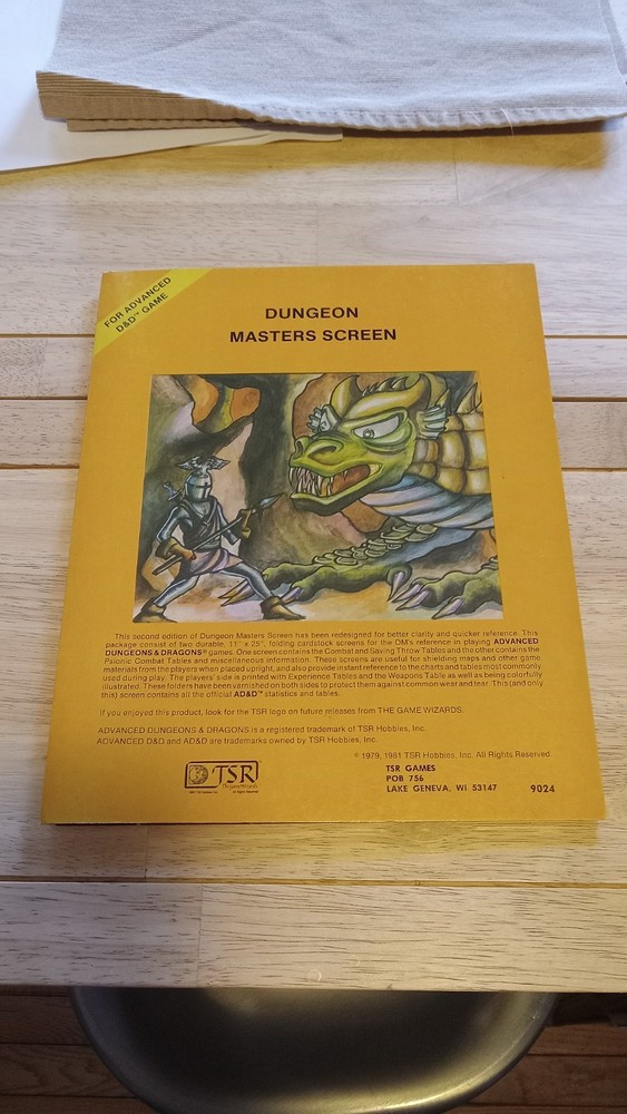 Dungeon Masters Screen "For Advanced D&D Game" - TSR Games (1981)