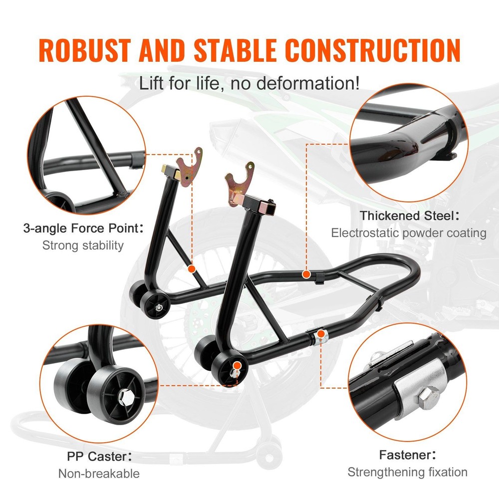 850lb Capacity Rear Motorcycle Jack Stand with Dual Fork Compatibility