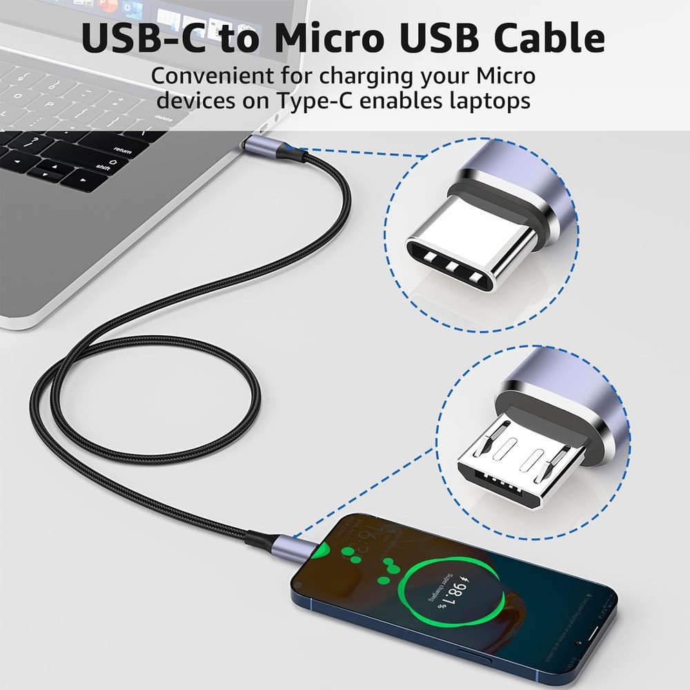USB C to Micro Cable 3FT Type C Adapter